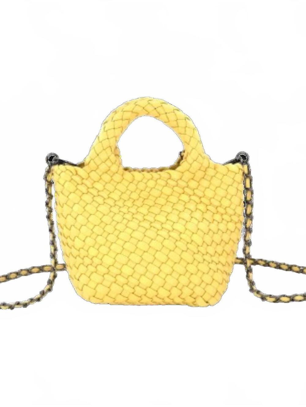 NWT BC Bags Small Braided Clutch Purse 8 x 5 x 4 inches Yellow